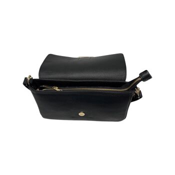 SAC PORTE EPAULE CUIR GRAINE MONIQUE NOIR 4