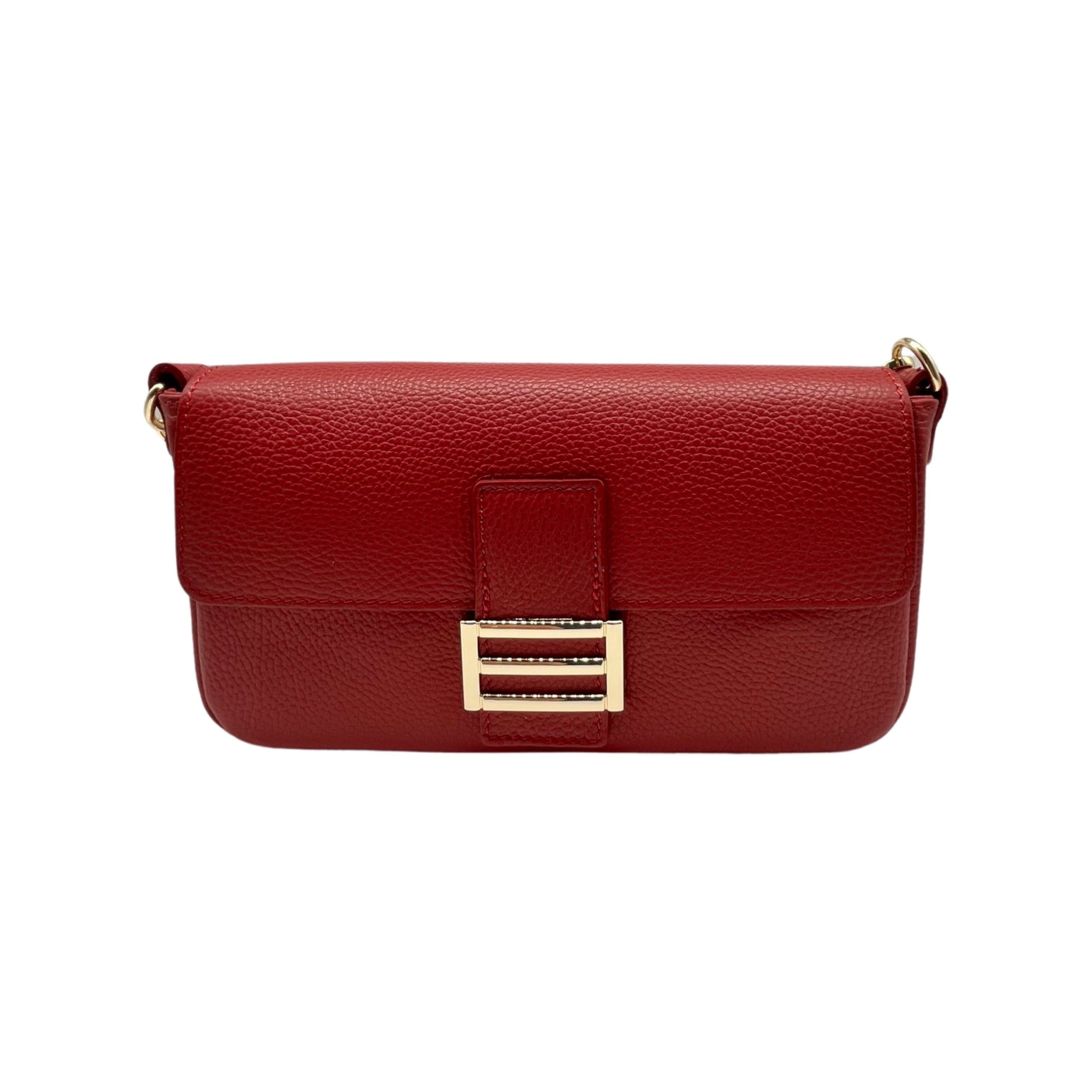 BORSA A TRACOLLA MONIQUE IN PELLE GRANATA ROSSA