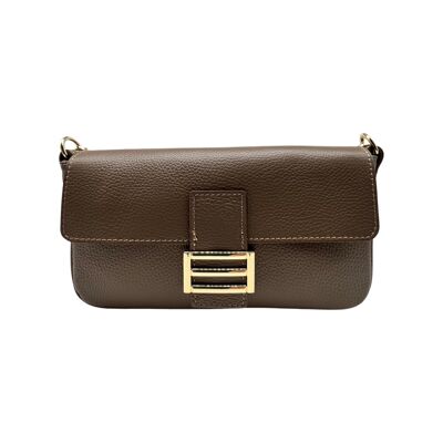 MONIQUE TAUPE GRAINED LEATHER SHOULDER BAG