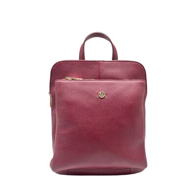 CRISTINA GRAINED LEATHER BACKPACK BORDEAUX