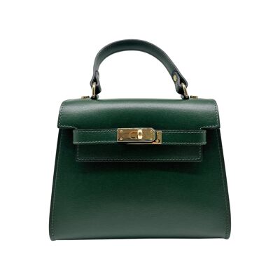 SAFIANO JACQUELINE GREEN LEATHER HANDLE BAG