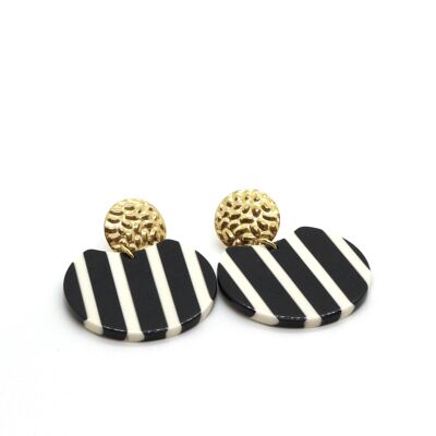 Earrings / Cléo Black & white / Cellulose acetate / Stainless steel