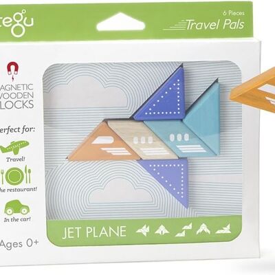 6 pezzi Tegu Travel Pal Blocchi magnetici in legno, Jetplane
