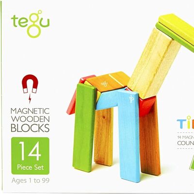 Set da 14 pezzi: blocchi magnetici in legno Tegu, tinte, 1-99 anni