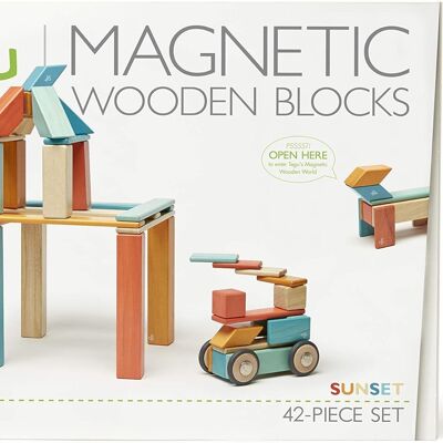Set da 42 pezzi: blocchi magnetici in legno Tegu, tramonto, 1-99 anni