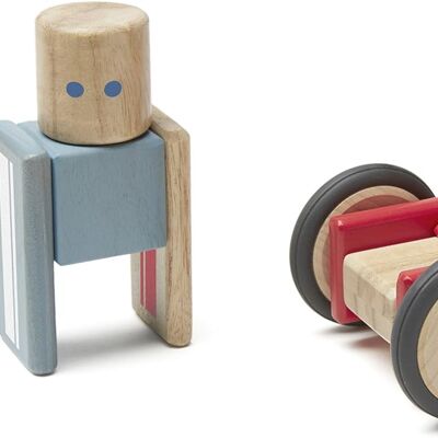 Daredevil, bloques de construcción magnéticos de madera Tegu de 12 piezas, 1-99 años