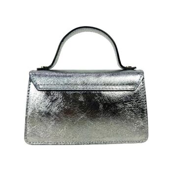 Sac à main pour femme en cuir effet brillant avec poignée en chaîne 5