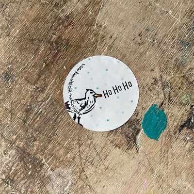 Gift stickers for Christmas "Ho Ho Ho Seagull"