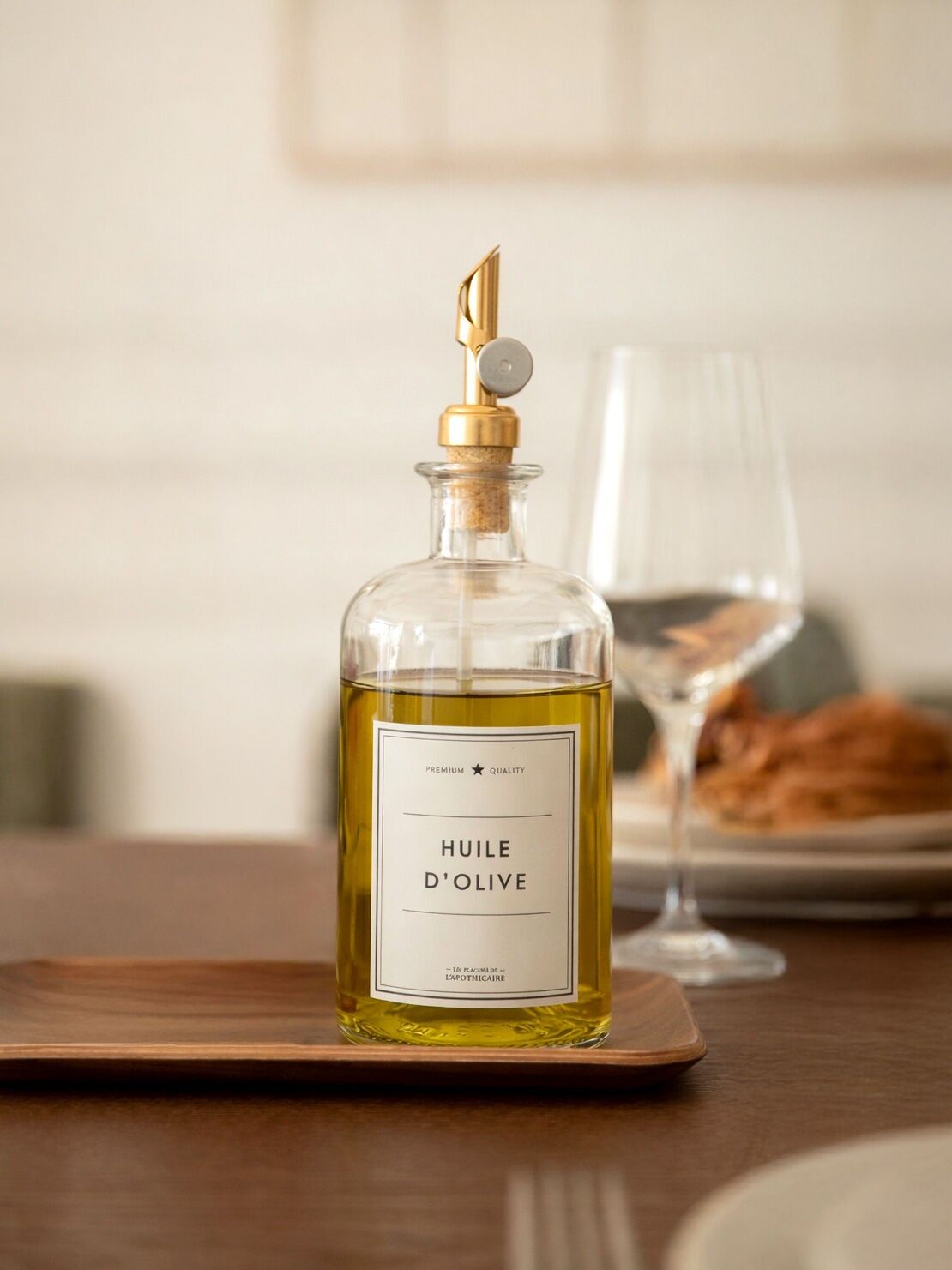 Transparente Öl-/Olivenölflasche