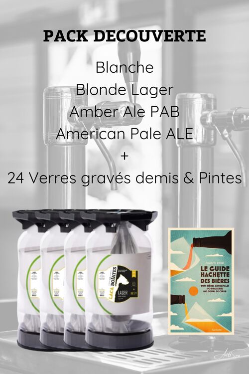 Pack découverte Bière artisanale en pression: 4 fûts keykegs de 30L, 12 demis gravés, 12 pintes gravés,