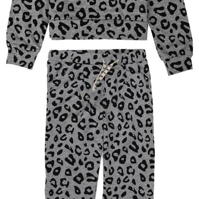 Girls' leopard print sweatshirt and jogging set
