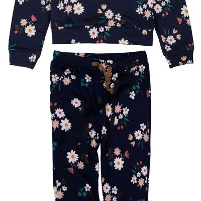 Girls' sweatshirt and jogging set 2pcs cotton Blue floral