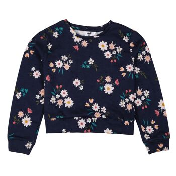 Ensemble sweat et jogging fille 2pcs coton Bleu fleuris 3