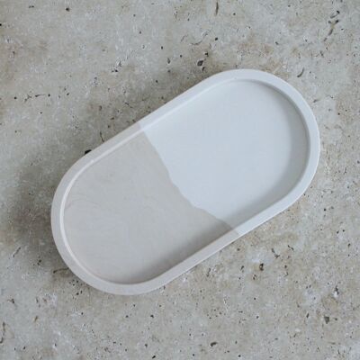Oval two-tone beige marble pocket tray - Jesmonite