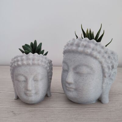 Pot de fleurs en forme de tête de Bouddha - Décoration de maison et de jardin.