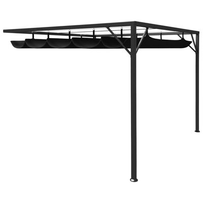 Garden Wall Gazebo with Retractable Roof Canopy 118.1"x118.1" Anthracite