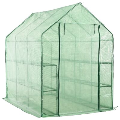 Walk-in Greenhouse with 12 Shelves Steel 56.3"x84.5"x77.2"