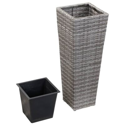 Garden Raised Bed 11.8"x11.8"x31.5" Poly Rattan Gray