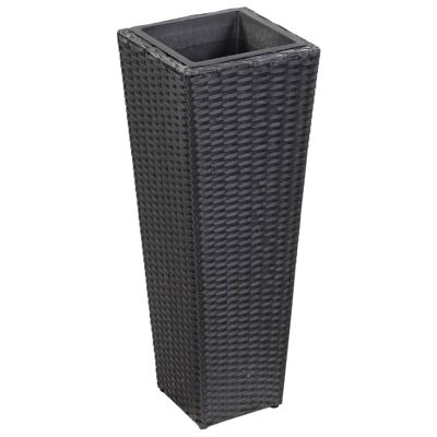 Garden Raised Bed 11.8"x11.8"x31.5" Poly Rattan Black