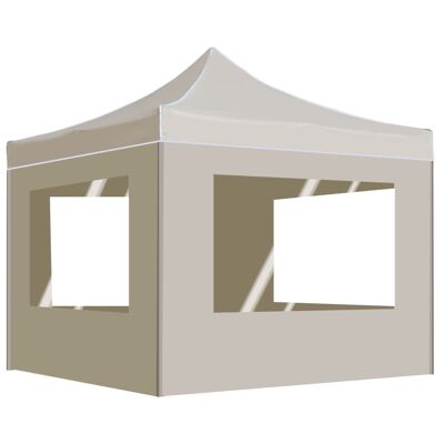 Professional Folding Party Tent with Walls Aluminum 9.8'x9.8' Cream