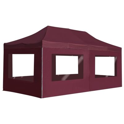 Professional Folding Party Tent with Walls Aluminum 19.7'x9.8' Wine Red