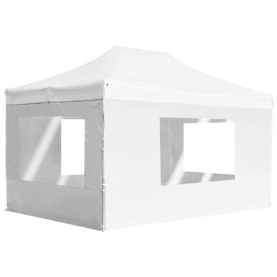 Professional Folding Party Tent with Walls Aluminum 14.8'x9.8' White