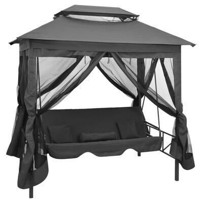Outdoor Convertible Swing Bench with Canopy Anthracite 86.6"x63"x94.5" Steel