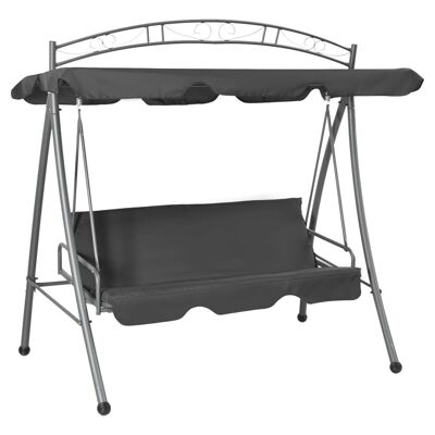 Outdoor Convertible Swing Bench with Canopy Anthracite 78"x47.2"x80.7" Steel