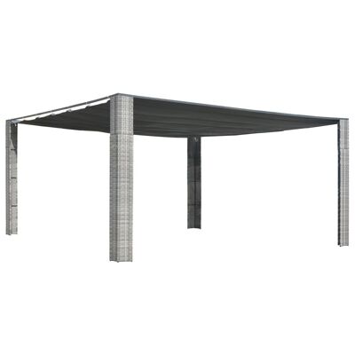 Gazebo with Sliding Roof Poly Rattan 157.4"x157.4"x78.7" Gray and Anthracite