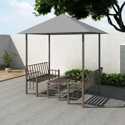 Garden Pavilion with Table and Benches 8.2'x4.9'x7.8' Anthracite