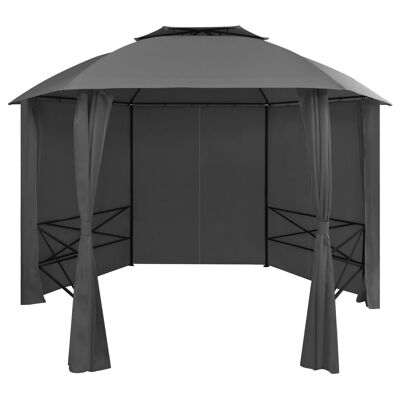Garden Marquee Pavilion Tent with Curtains Hexagonal 141.7"x104.3"