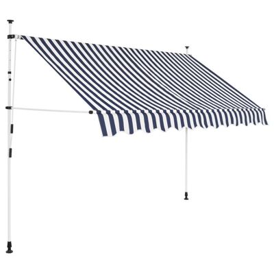 Manual Retractable Awning 118" Blue and White Stripes