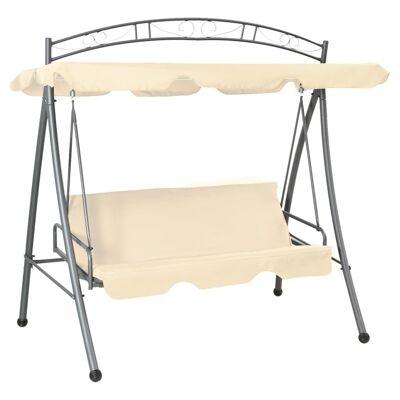 Outdoor Convertible Swing Bench with Canopy Sand White