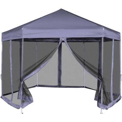 Hexagonal Pop-Up Marquee with 6 Sidewalls Dark Blue 11.8'x10.2'