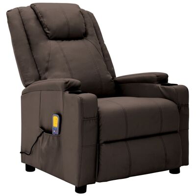 Massage Reclining Chair Brown Faux Leather