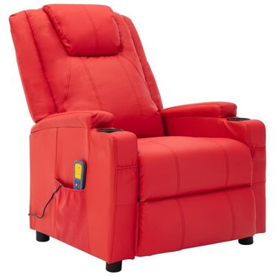 Massage Reclining Chair Red Faux Leather