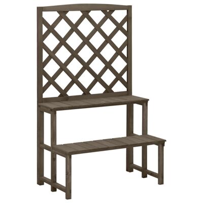 Plant Stand with Trellis Gray 27.5"x16.5"x45.2" Solid Fir Wood