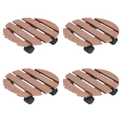 Plant Trolleys 4 pcs Brown Ã˜11.8"x3" WPC