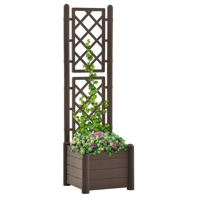 Garden Planter with Trellis 16.9"x16.9"x55.9" PP Mocha