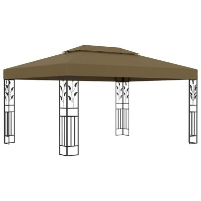 Gazebo with Double Roof 9.8'x13.1' Taupe 0.6 oz/ftÂ²
