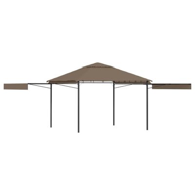 Gazebo with Double Extending Roofs 9.8'x9.8'x9' Taupe 0.6 oz/ftÂ²