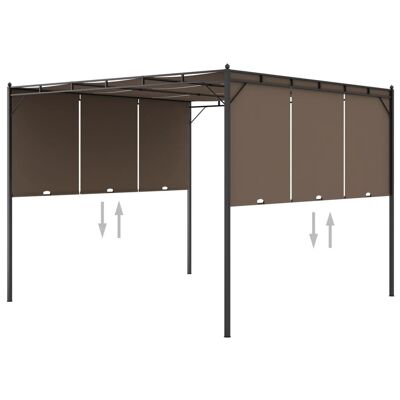 Garden Gazebo with Side Curtain 9.8'x9.8'x7.4' Taupe