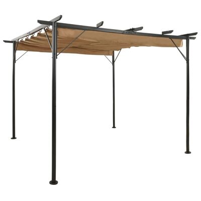 Pergola with Retractable Roof Taupe 9.8'x9.8' Steel 0.6 oz/ftÂ²