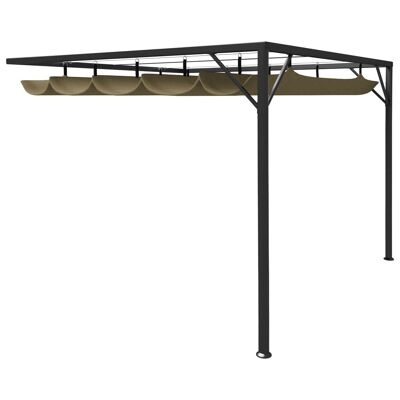 Garden Wall Gazebo with Retractable Roof 9.8'x9.8' Taupe 0.6 oz/ftÂ²
