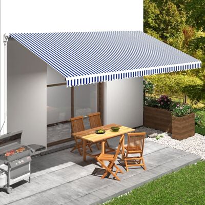 Awning Top Sunshade Canvas Blue & White 236.2"x118.1"