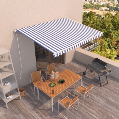 Automatic Retractable Awning 157.5"x118.1" Blue and White