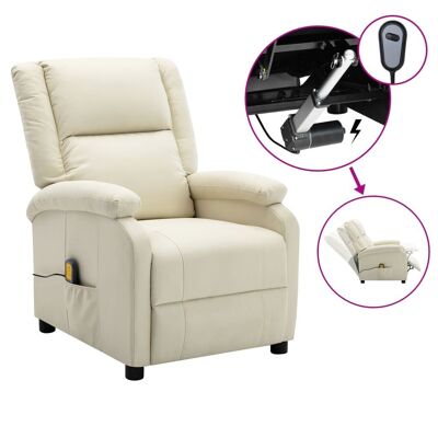 Massage Recliner White Faux Leather