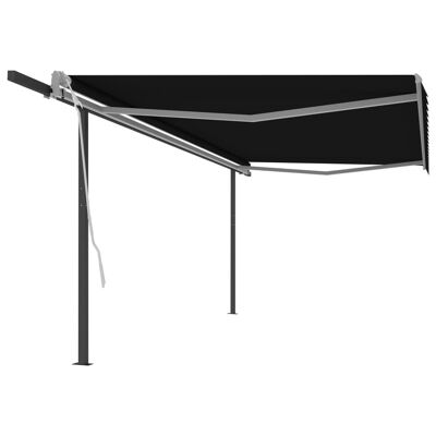Manual Retractable Awning with Posts 16.4'x9.8' Anthracite