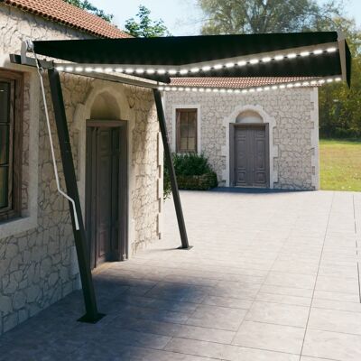 Manual Retractable Awning with LED 13.1'x9.8' Anthracite