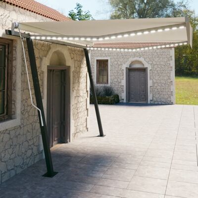 Manual Retractable Awning with LED 13.1'x9.8' Cream